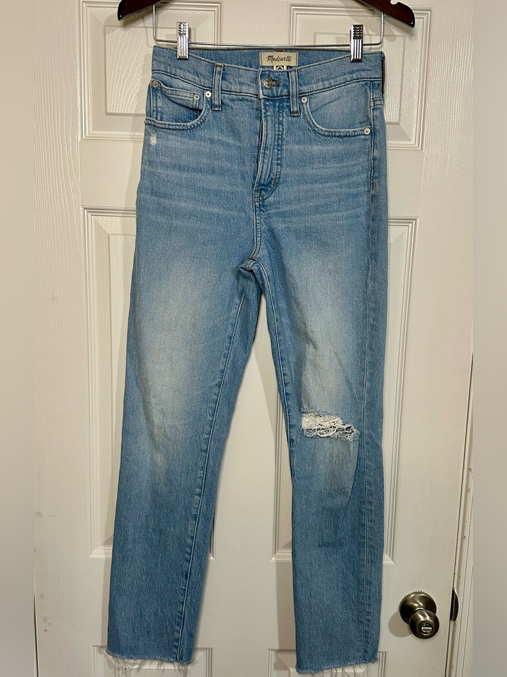 Madewell The Perfect Vintage Jean 26 Tall Light Wash Distressed Raw Hem